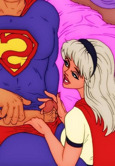 12P Tanned Supergirl gets spewed in spermshots and cums