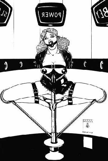 15P giant female breasts tied and bound in evil bondage art