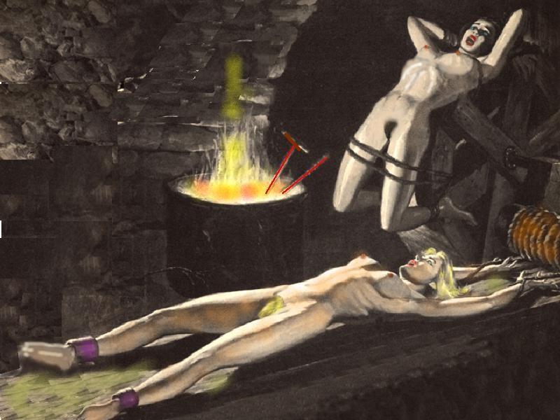 15P brunette strapped to bdsm table