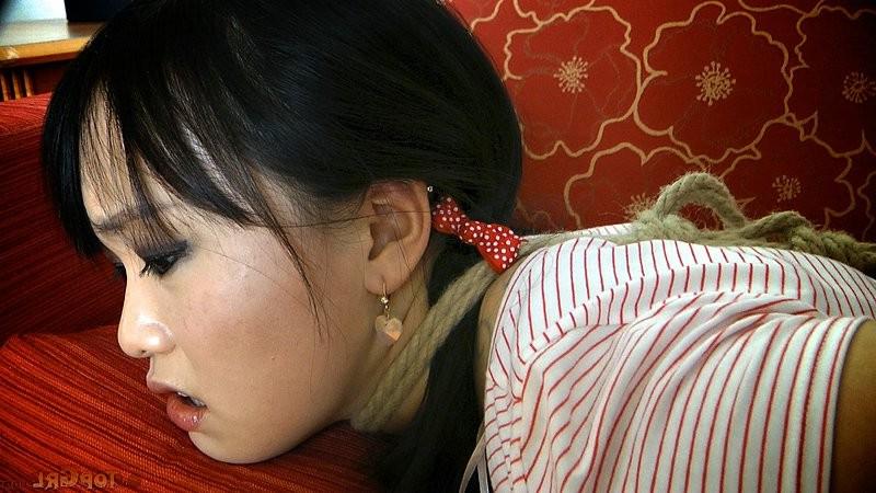 16P Madeleine Mei asian pigtails schoolgirl bound in rope by lezdom