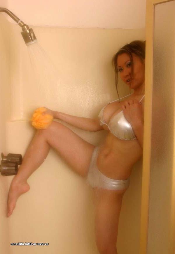 12P Asian darling with large melons is wet