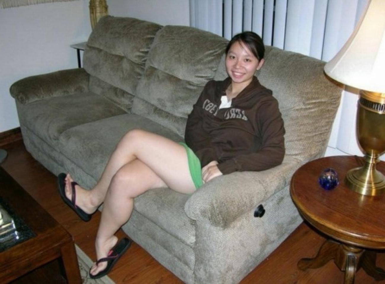 16P Asian cutie slides off her lacey panties for a doggie banging
