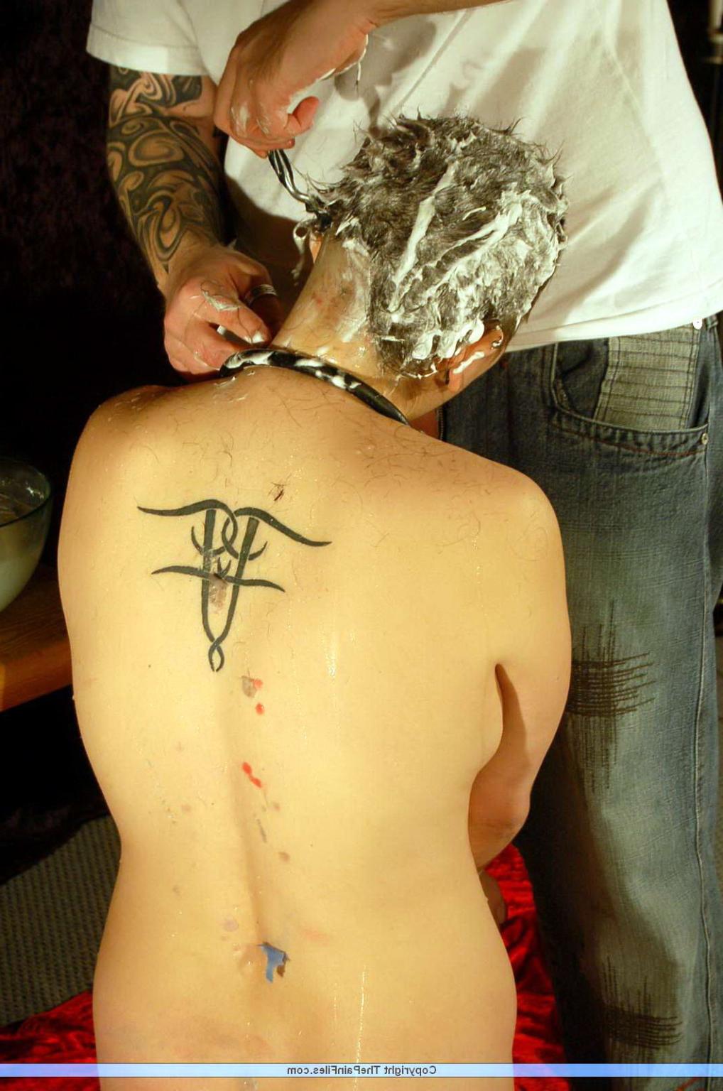 16P Oriental slavegirls bound blowjobs and headshaving