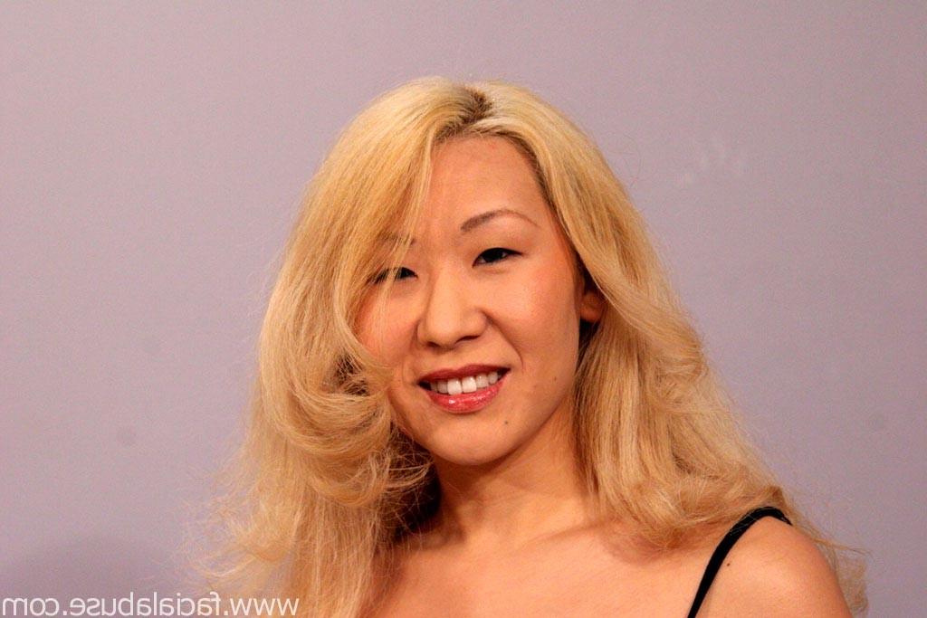 15P Blonde asian is face fucked and covered in hot cum