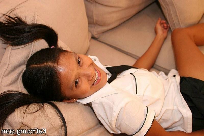 15P Kat is cute exotic thai schoolgirl sucking banana