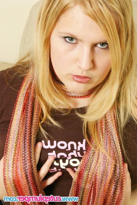 17P Sexy Blonde Plumper Strippin On The Couch