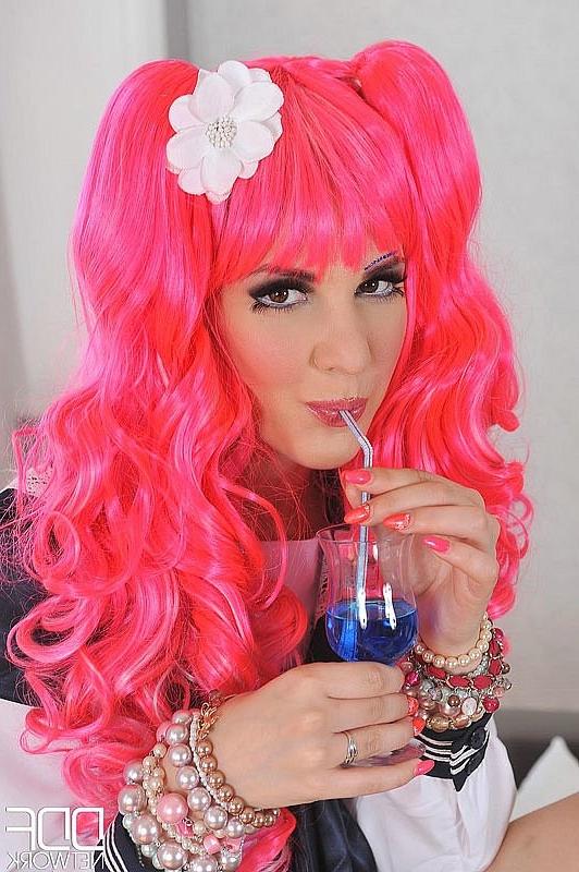 16P Candy Sweet cosplay schoolgirl is fingering her pink pussy with banana dildo