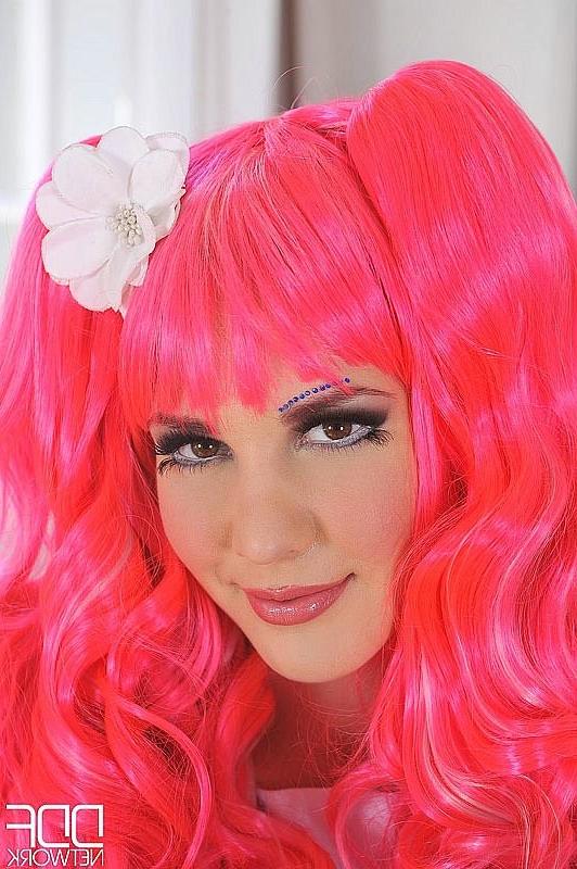 16P Candy Sweet cosplay schoolgirl is fingering her pink pussy with banana dildo