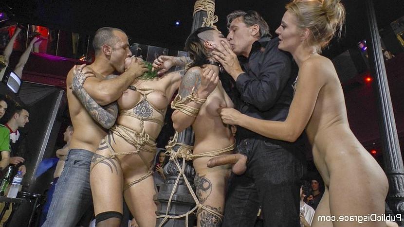 25P Satrina and Lola in latex humiliated and bound in spanish extreme public sex org