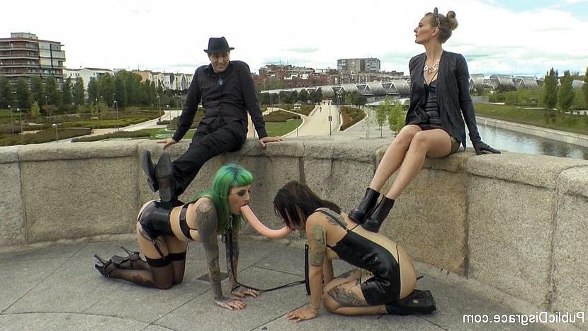 25P Satrina and Lola in latex humiliated and bound in spanish extreme public sex org