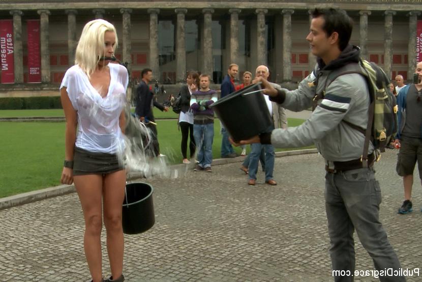 15P Beautiful German blond Milf Bound and Fucked in Public
