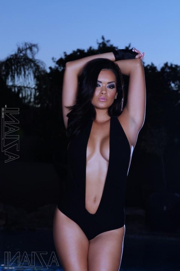 15P Sexy busty brunette, Daisy Marie, looks so delicious and yummy in her sexy littl