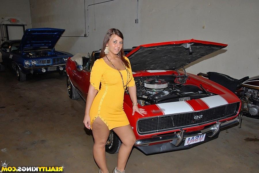 12P Banging hot ass big tits lexxxi is working on her cars in the garage when shes g