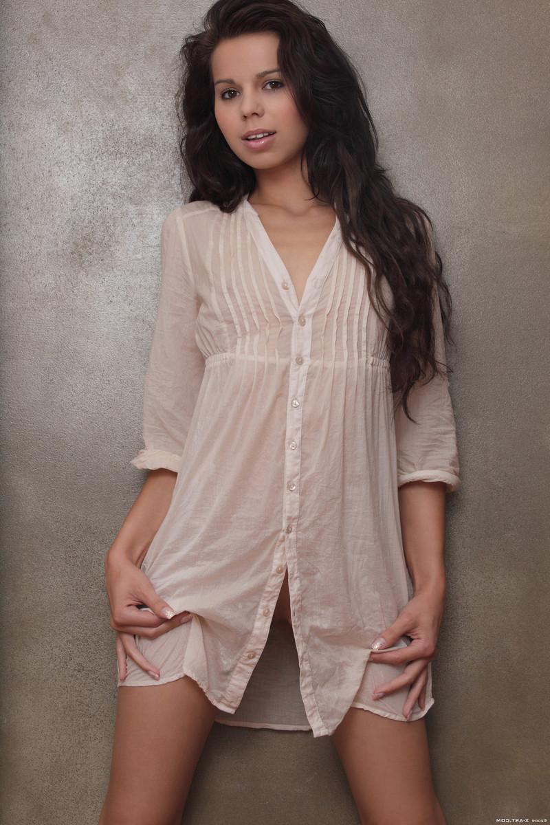 16P Katka has a sweet surprise waiting for you underneath her dripping wet dress...