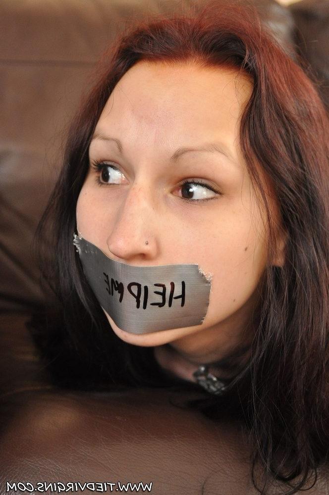 12P New Tied Virgin slut Bailey bound on her own couch