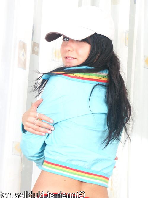 14P Fit, tan ginnah removes her clothes wearing only her ballcap