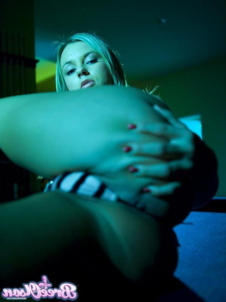 15P Bree Olson in night time vision of getting naked on the pool table