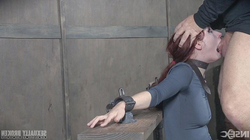 16P Violet Monroe redhead is bound to sex machine and made to deepth