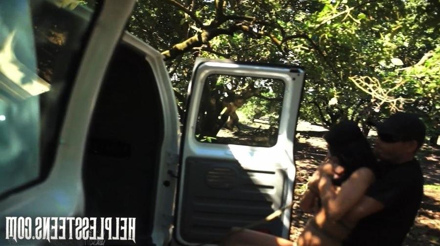 16P Sexy teen hitchhiker bound and fucked in the woods