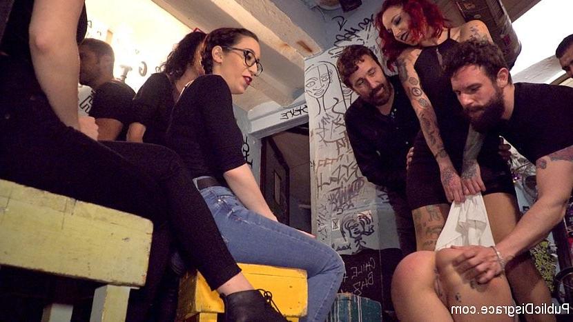 25P Alexa Nasha is public bound and fucked by kinky trio with a crow