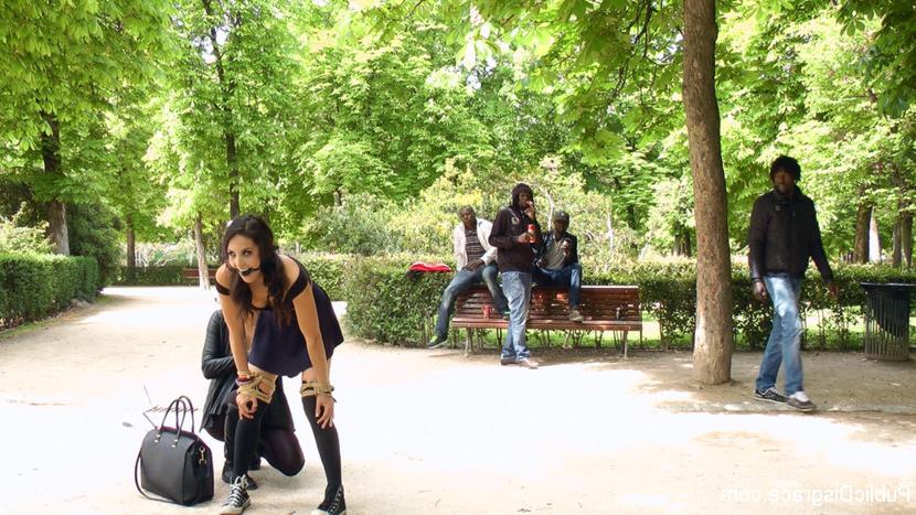 15P Perky Carolina Abril is back on Public Disgrace and humiliated in a crowded park