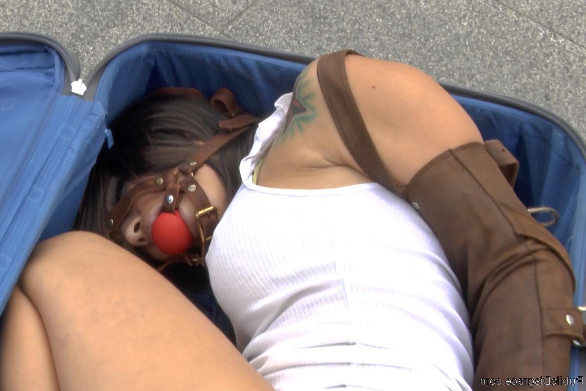 20P Spanish slut Aris Dark is paraded around the town square for everyone to see. Sh