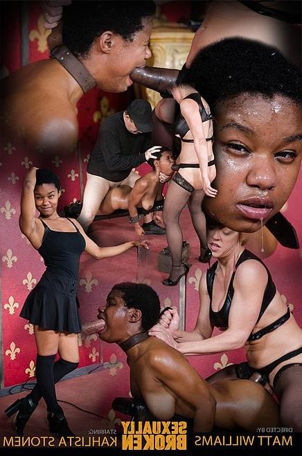 16P Kahlista Stonem busty ebony is bound on her tummy and double cou