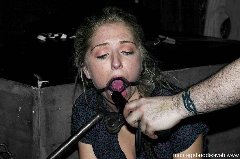 15P Sara Faye is leather strap bound gets here feet punished