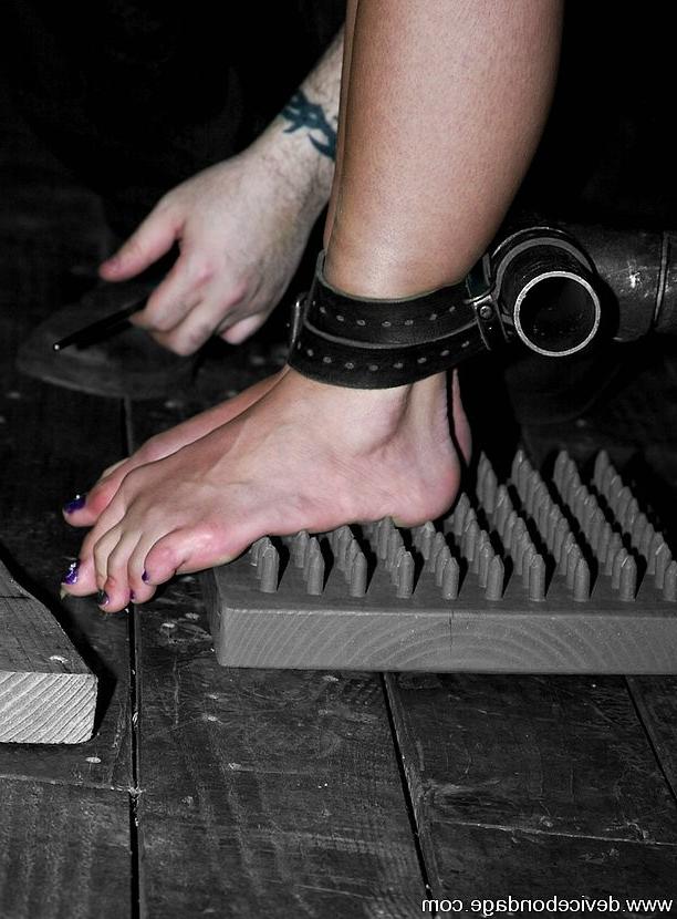 15P Sara Faye is leather strap bound gets here feet punished