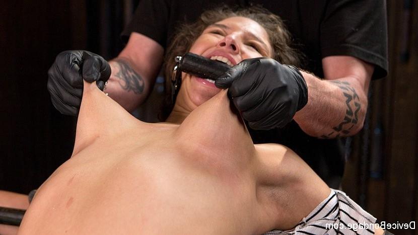 17P Abella Danger in white stockings is bound in metal dan toyed by 