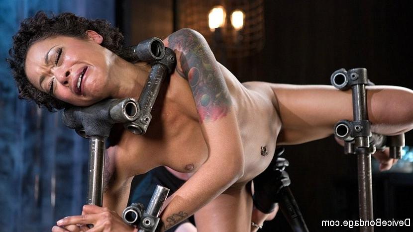 17P Skin Diamond ebony submissive is metal bound and toyed by maledo