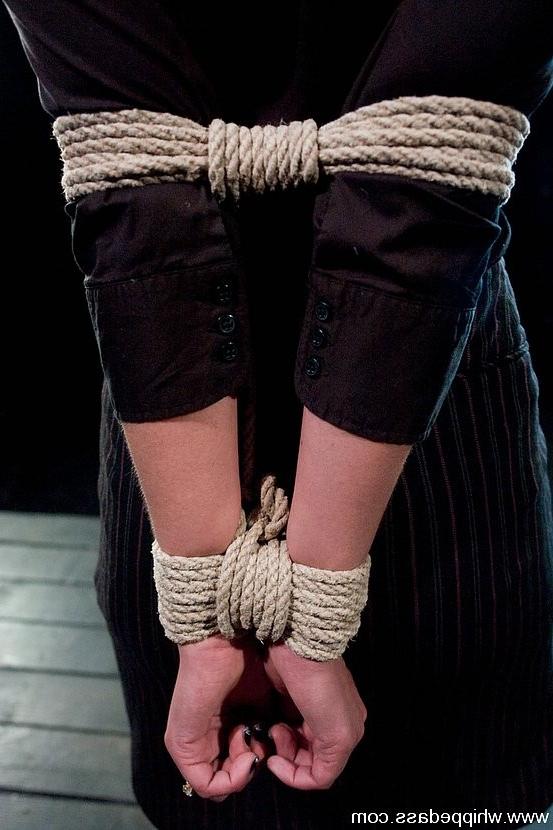 15P Blonde Mistress Annette Schwarz with rope bound girl straponed