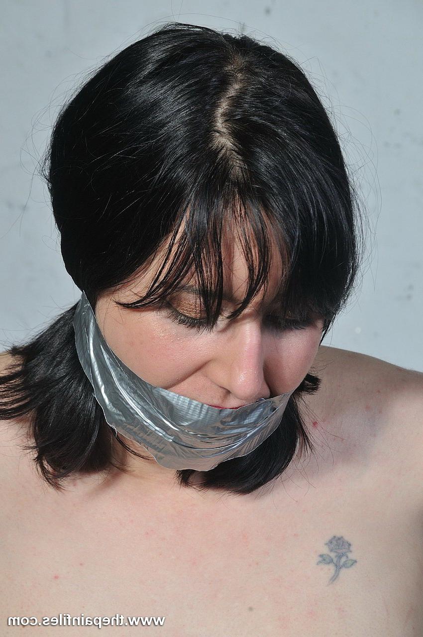 16P Amateur subbie is bound up in shiny silver duct tape