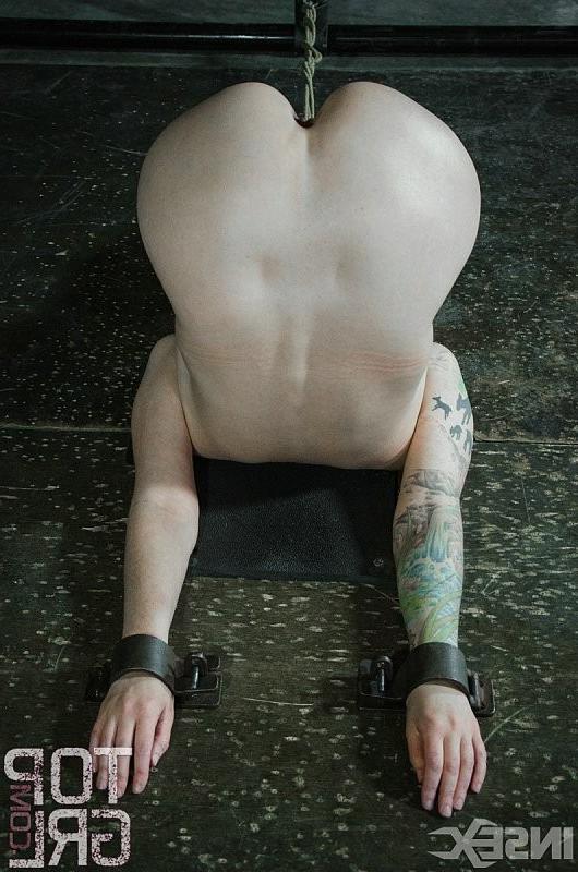 16P Abigail Dupree with shaved head is rope bound and toyed by lezdo