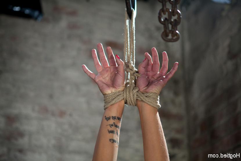 15P Gia DiMarco bound nude on wooden horse her body flogged hard