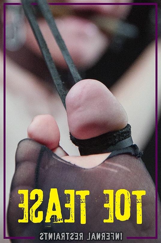 15P Barbary Rose kinky is bound in stockings and toyed her toe tease