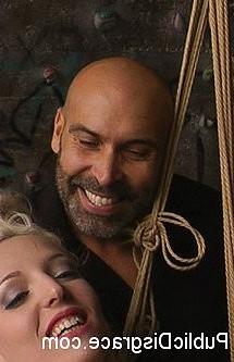 16P Liz Rainbow blonde nympho is bound and publicly doube fucked wit