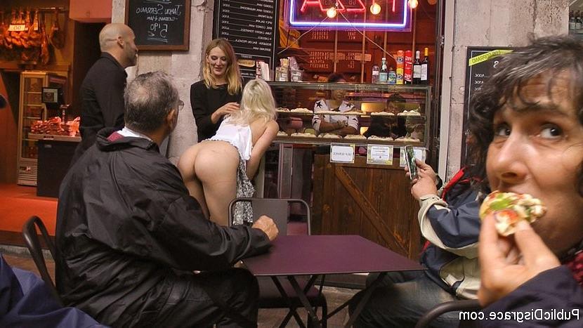 16P Liz Rainbow blonde nympho is bound and publicly doube fucked wit