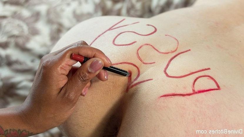 25P Lotus Lain ebony femdom with strapon fucks rope bound male sub J