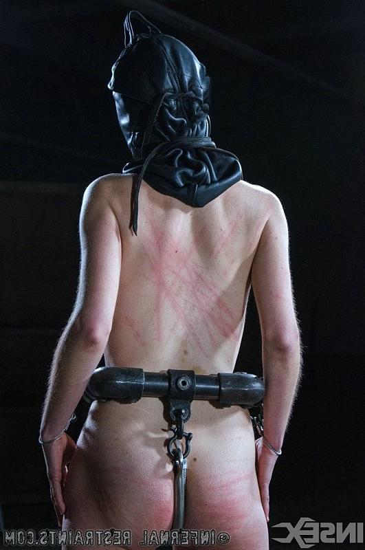 16P Rita Rollins bound in metal her pink dress stripped and masked i