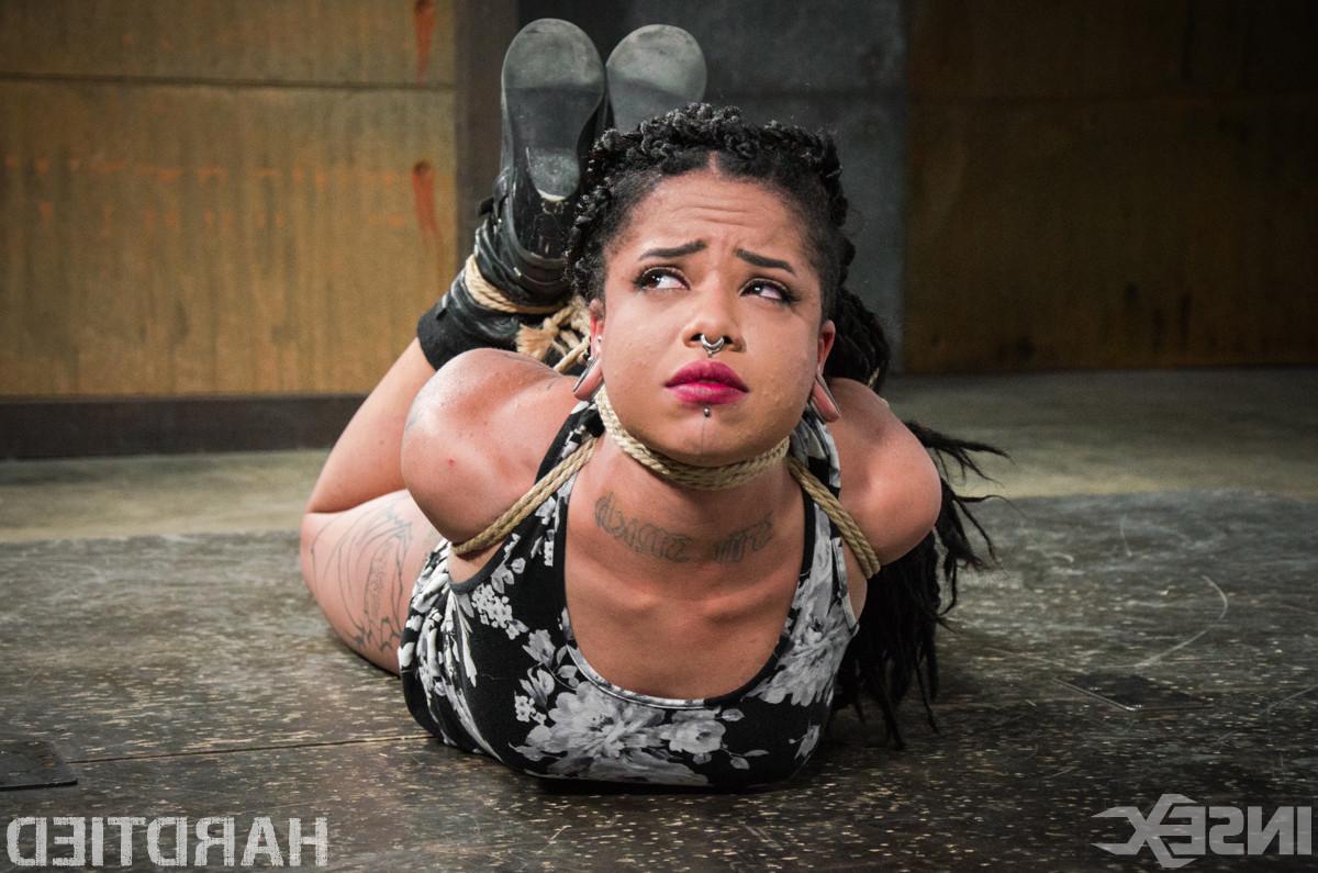 15P She's flying in the air, suspended in amazing positions. Face down in a hogtie, 