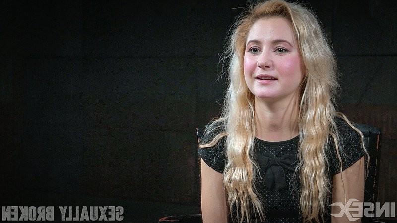 16P Odette Delacroix blonde is belted down and roughly fucked by two