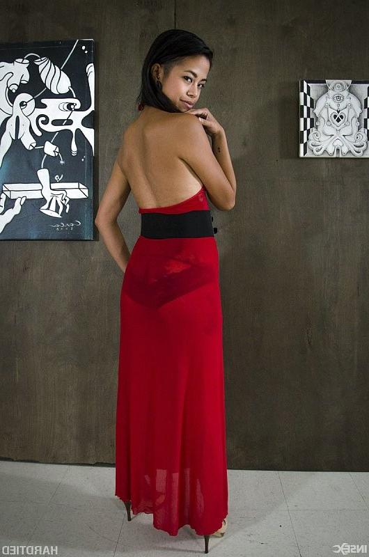 16P Chillycarlita hot artist in red dress is rope bound made to orga