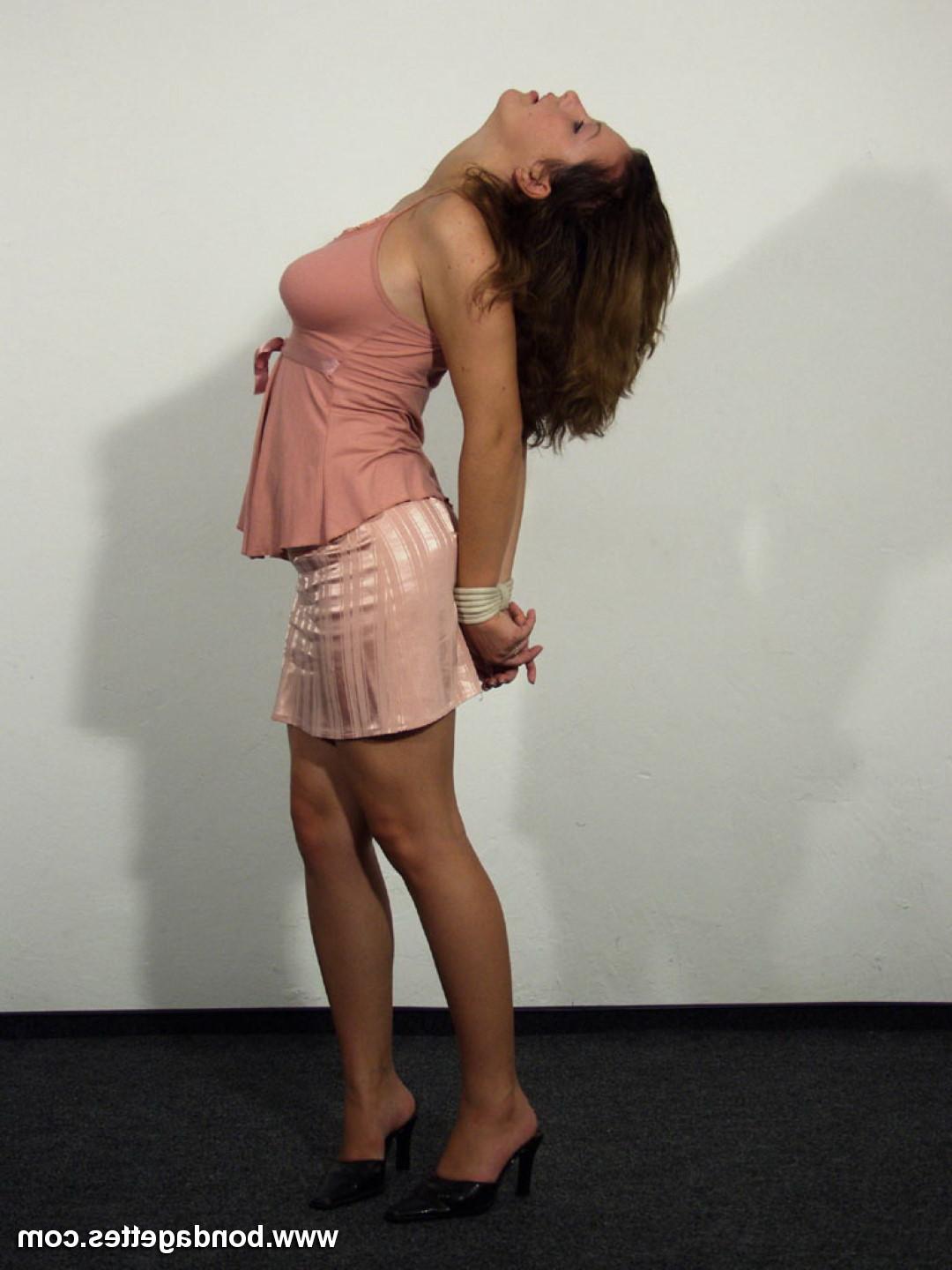 16P Amateur subbie Lecea is bound and gagged wearing pink lace panti