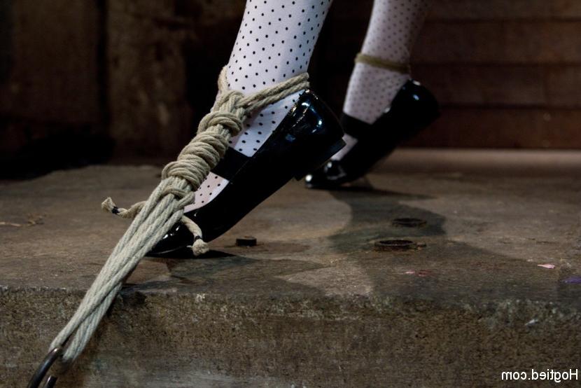15P Jessie Coxxx with pig tails in cotton panties is rope bound