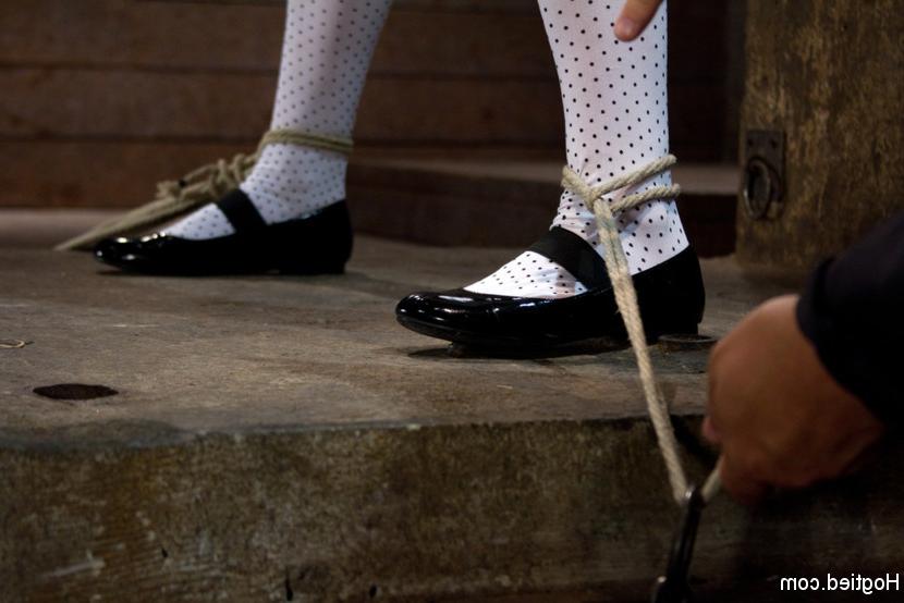15P Jessie Coxxx with pig tails in cotton panties is rope bound