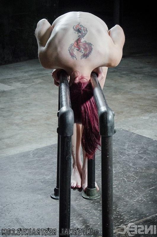15P Ivy Addams is bound in metal pipes her tits clamped and pussy ex