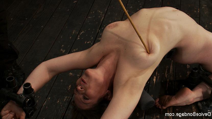 15P Lindsey Grant blonde is bound in severe backbend for orgasms