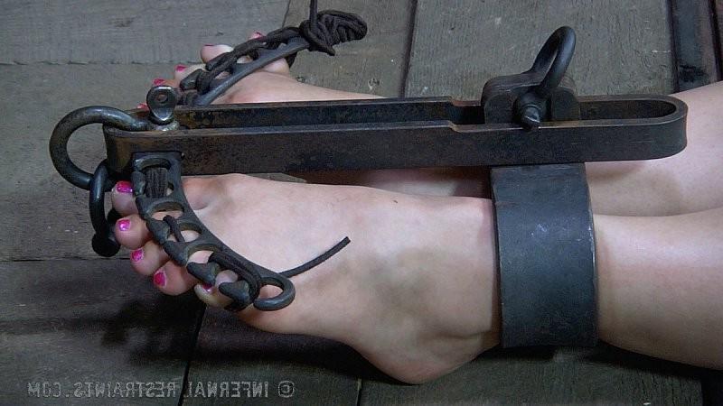 15P Charlotte Vale is cagged and metal bound toyed in an old buildin