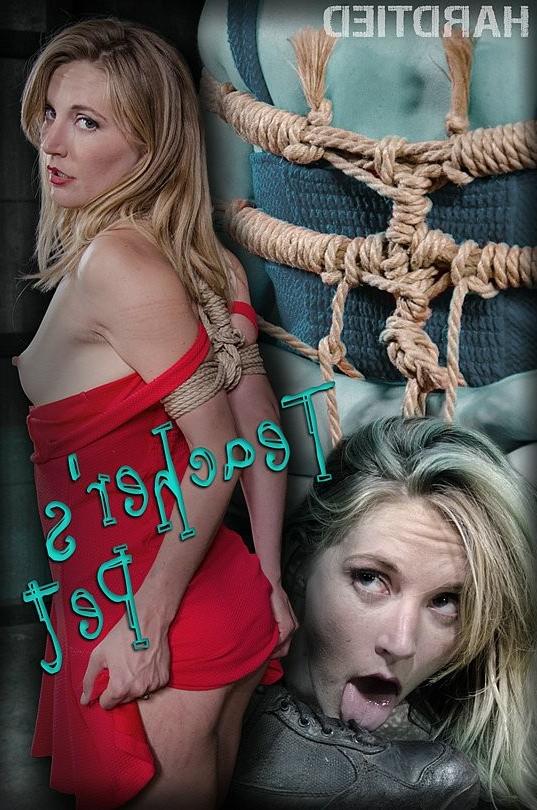 15P Mona Wales blonde in red dress is rope bound and toyed by maledo